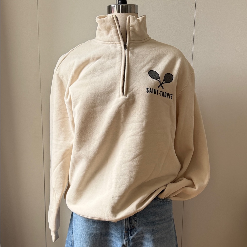 Cream Quarter-Zip Pullover - St. Tropez